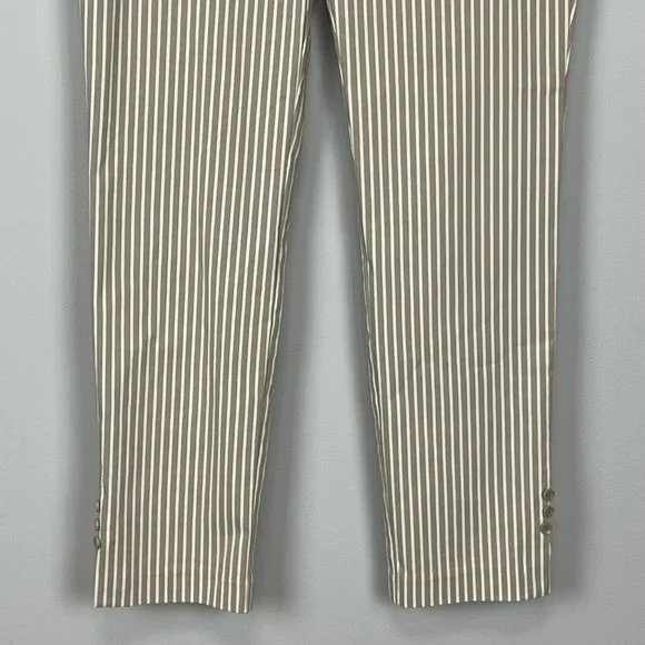 Chicos Womens So Slimming Brigitte Striped Button Ankle Pants Tan Neutral size 2 - Picture 8 of 15